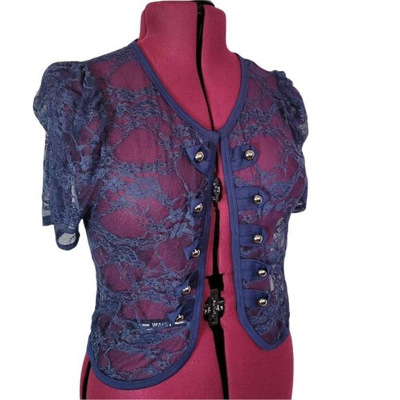 Delirious Blue Lace Open Cardigan (size 1X) - Picture 6 of 6